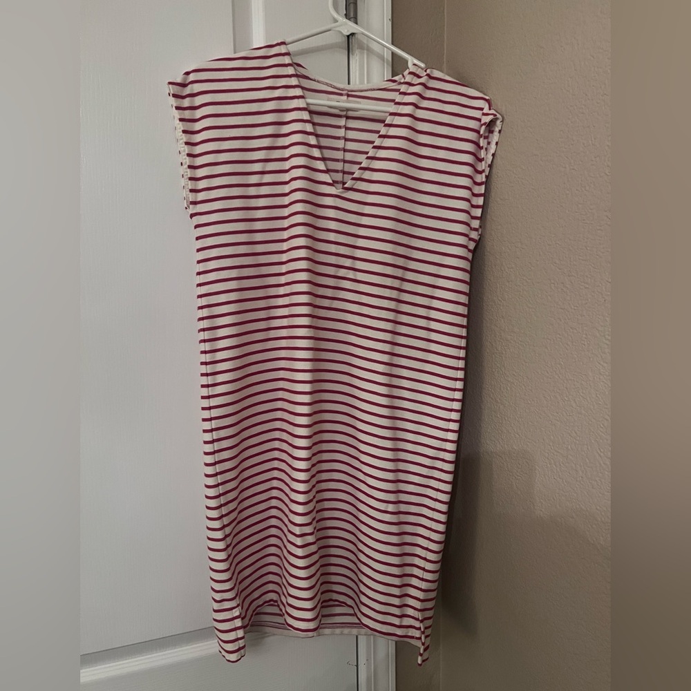 Madewell Red and White Striped Midi Dress